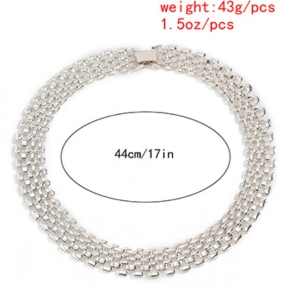 Rose Gold Hollow Out Mesh Lattice Wide Chain Link Necklace - Picture 2 of 2